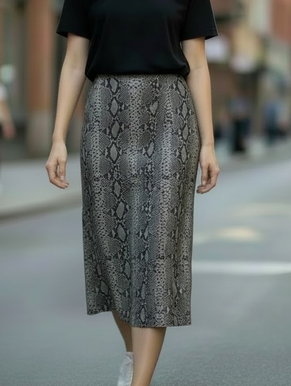 A NEW DAY Plus Size Elegant Teal Snakeskin Pattern Maxi Skirt